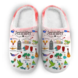 Puerto Rico Customized Slippers With Symbols, Cities, Foods