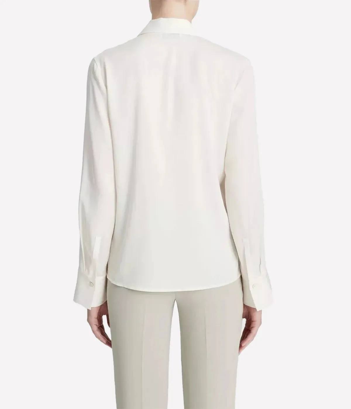 Pull Over Long Sleeve Polo in Off White
