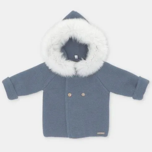 "Allure Blue" Faux Fur Hooded coat