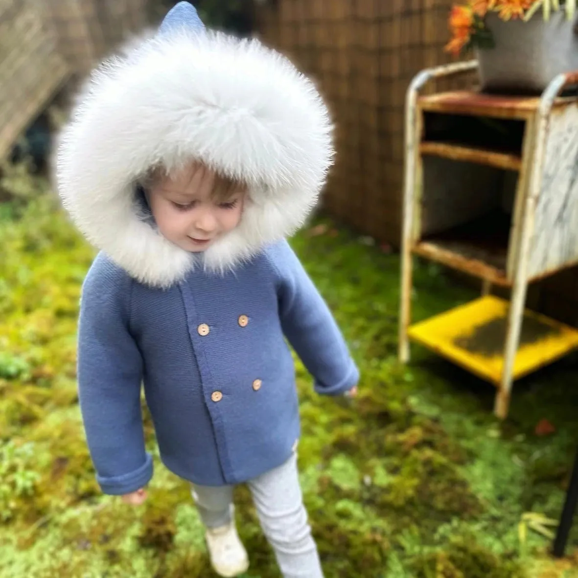 "Allure Blue" Faux Fur Hooded coat