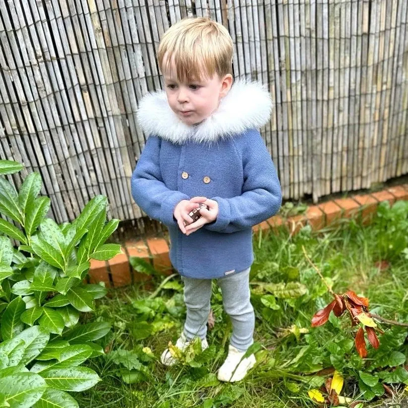 "Allure Blue" Faux Fur Hooded coat