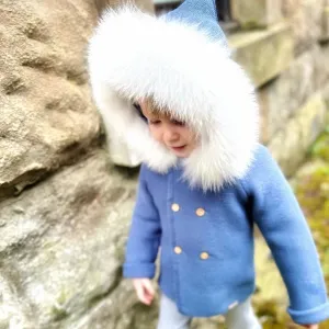 "Allure Blue" Faux Fur Hooded coat