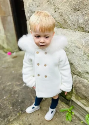 "Serenade" Ivory Faux Fur Hooded Coat
