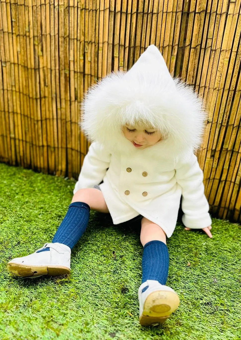 "Serenade" Ivory Faux Fur Hooded Coat