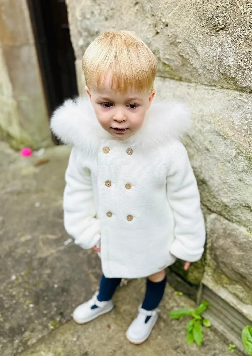 "Serenade" Ivory Faux Fur Hooded Coat