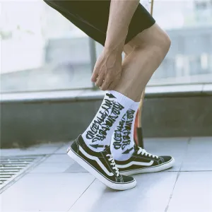 "STREET REBEL"  Chaussettes Noires Montantes Streetwear - URB1™