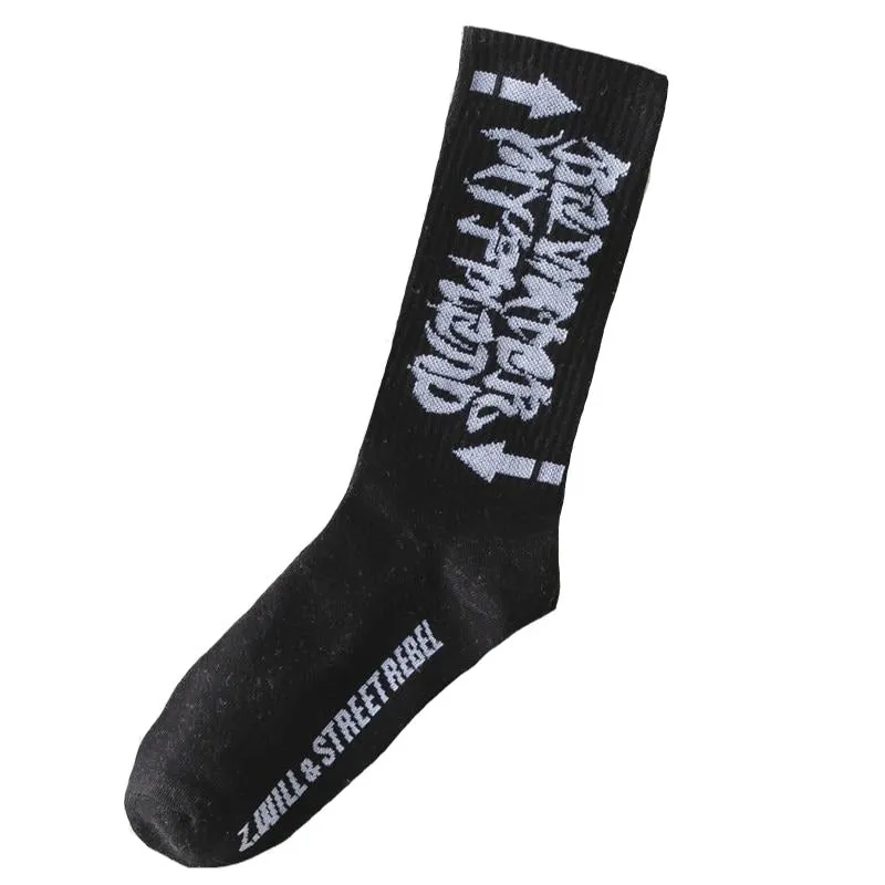 "STREET REBEL"  Chaussettes Noires Montantes Streetwear - URB1™