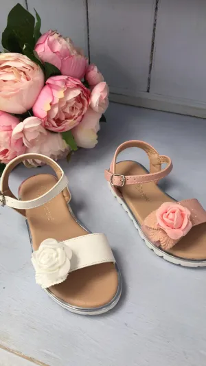 "Tilly" Pink Rose Flower Sandals