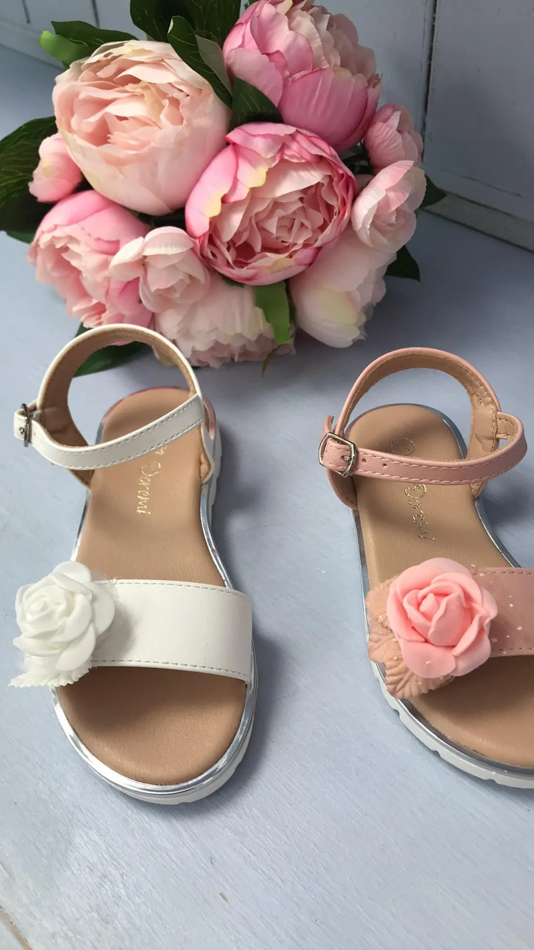 "Tilly" Pink Rose Flower Sandals