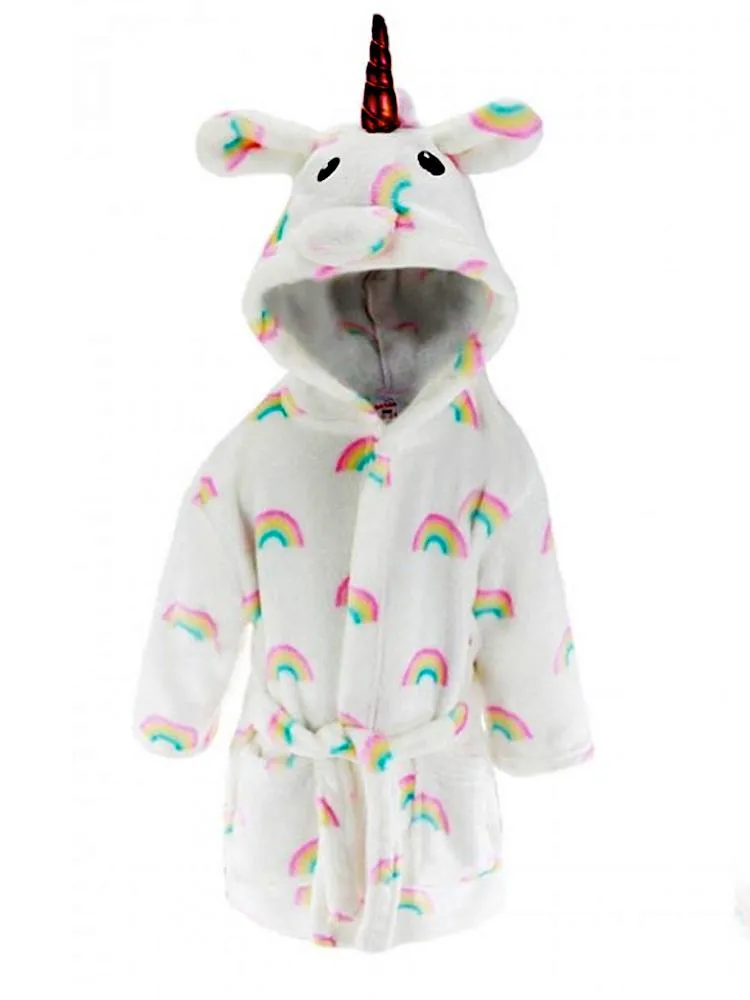 Rainbow Unicorn Soft Touch Hooded Dressing Gown  - 6 Months to 2 Years