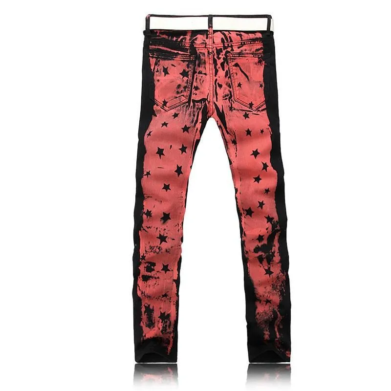 Red Painted Fashion Jeans