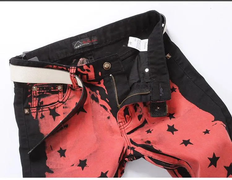 Red Painted Fashion Jeans