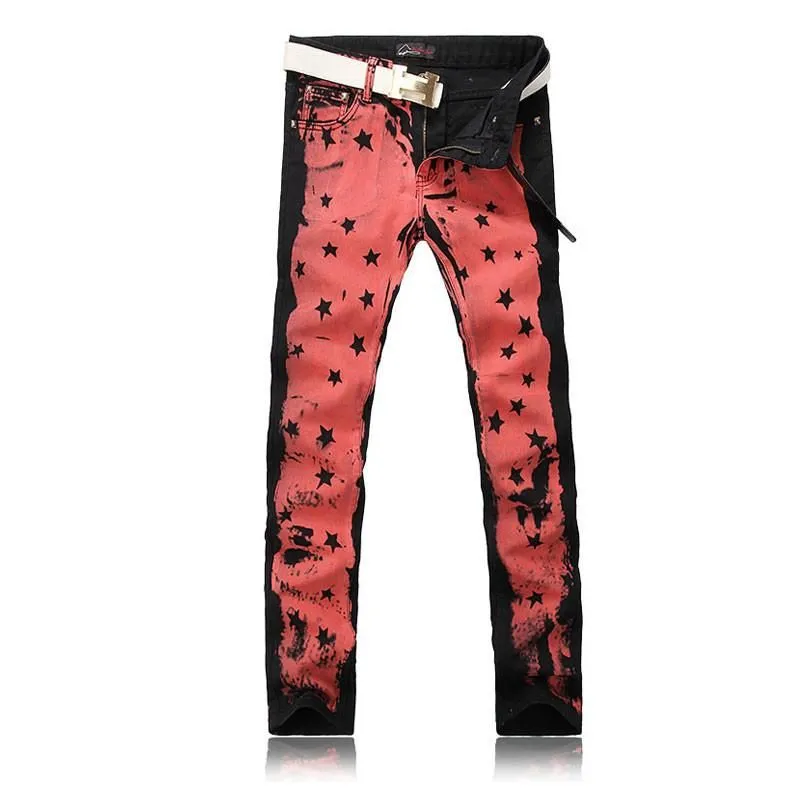 Red Painted Fashion Jeans