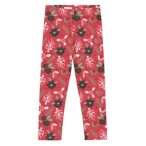 Red Plaid & Winter Floral Kid's Leggings (2T-7)