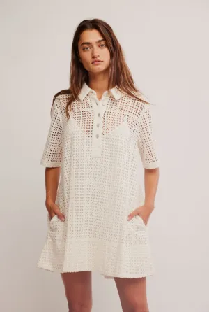 REMINO EYELET MINI DRESS-BRIGHT WHITE