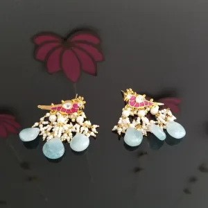 Reserved For Sujanya K Hard Gold Finish Ahmedabadi Kundan Small Bird Earrings