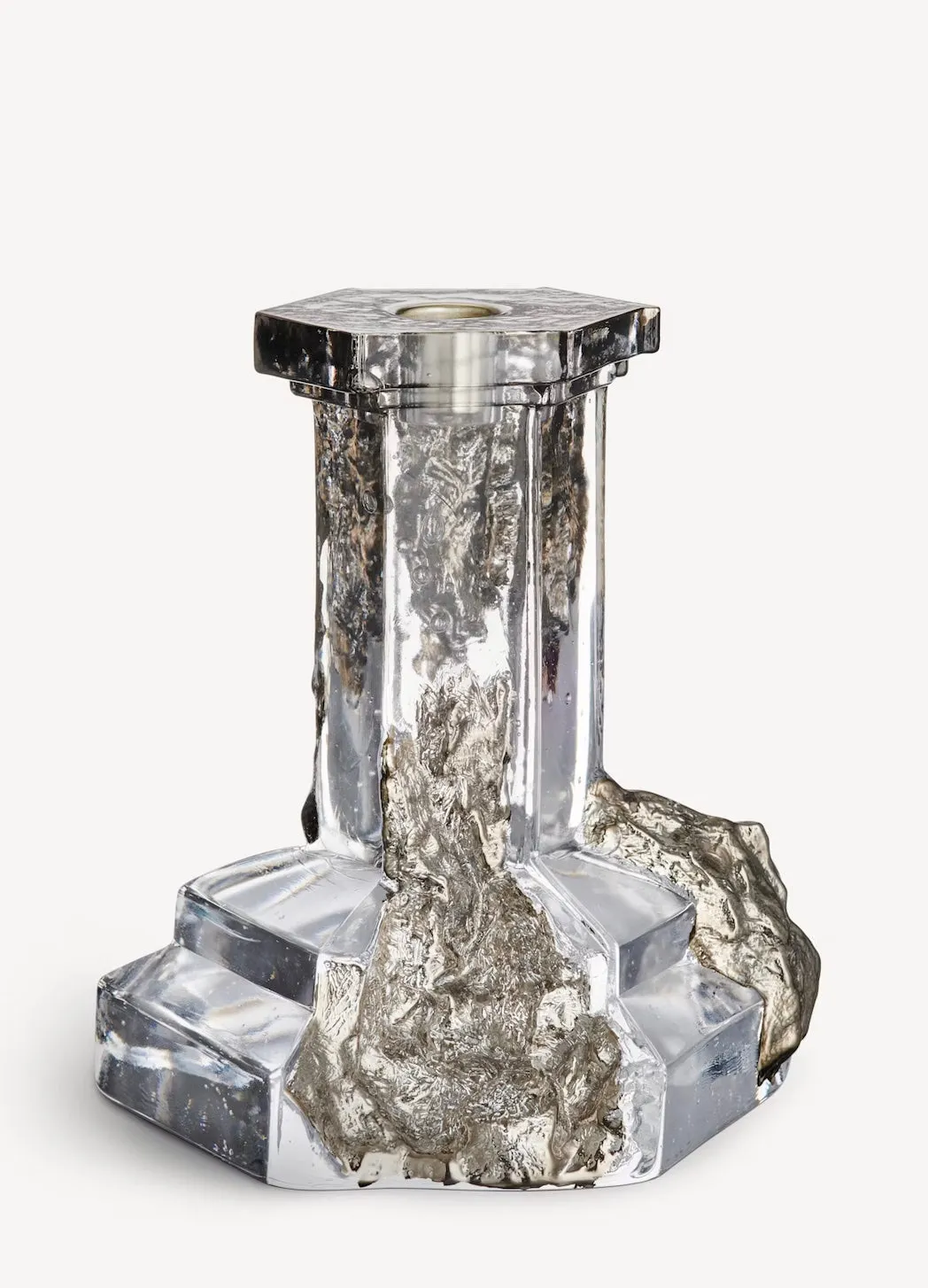 Rocky Baroque Candlestick - Glossy Glaze