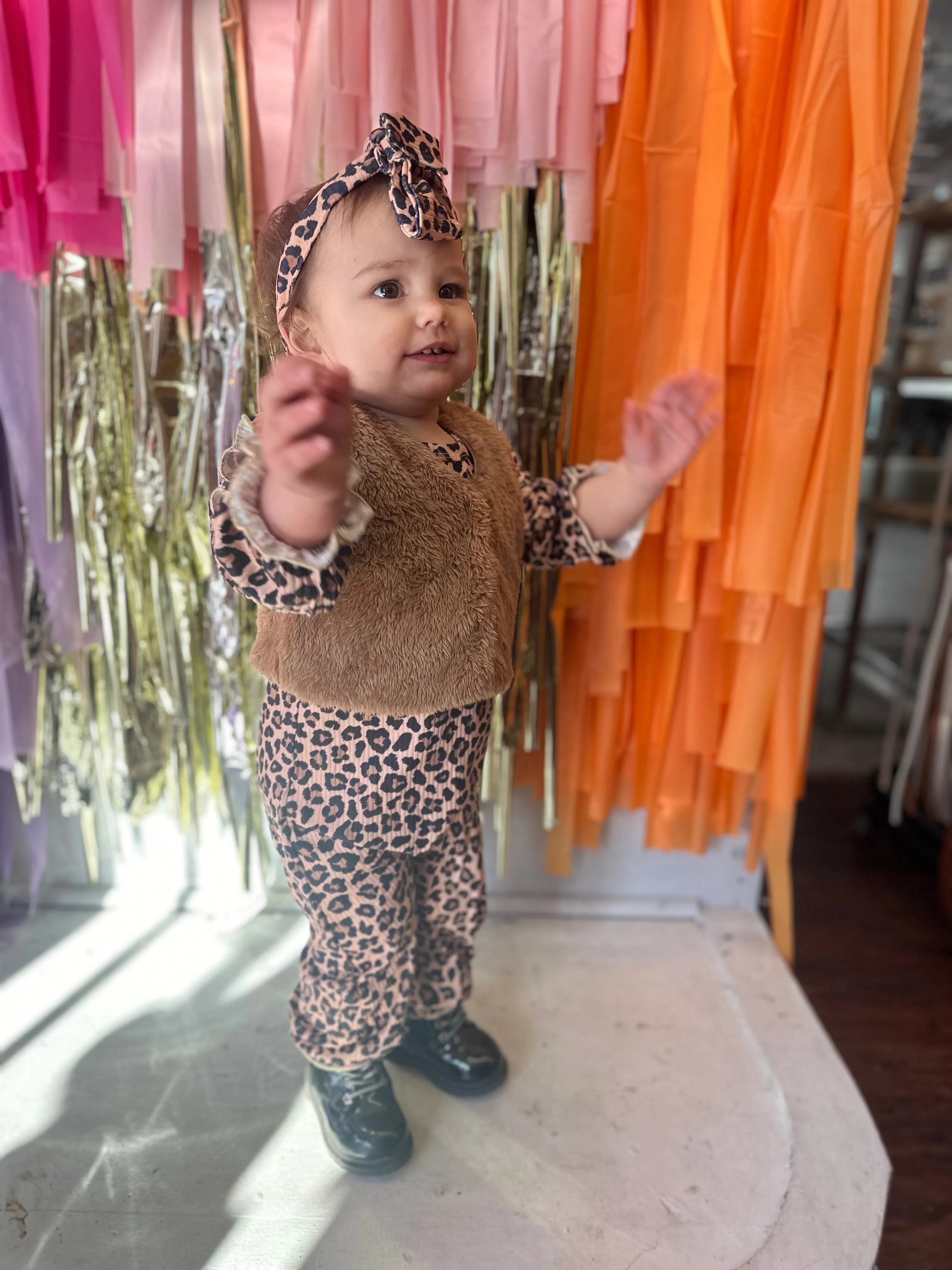 Romper & Fur Vest Kids: Leopard