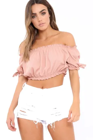 Rose Ribbed Frill Gypsy Top - Maysia