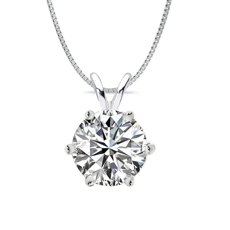 Round Cut Created White Diamond Pendant Necklace