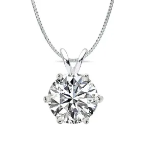 Round Cut Created White Diamond Pendant Necklace