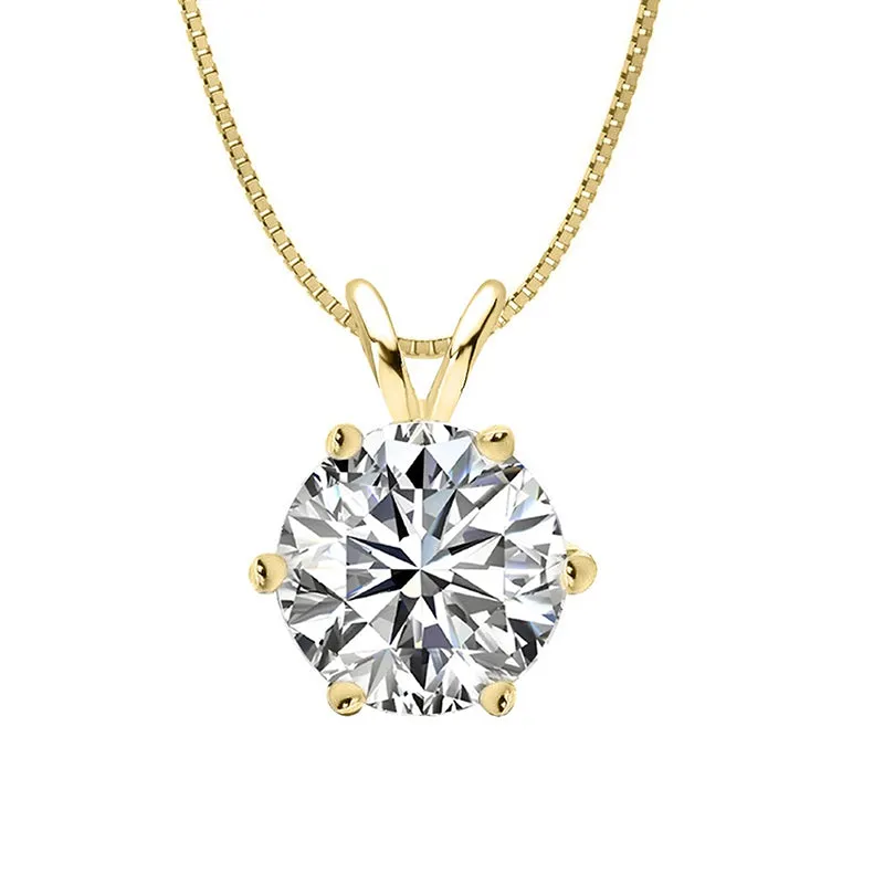 Round Cut Created White Diamond Pendant Necklace