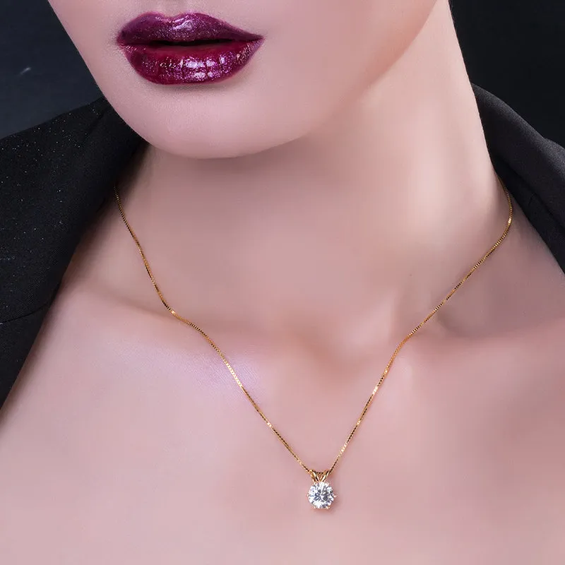 Round Cut Created White Diamond Pendant Necklace