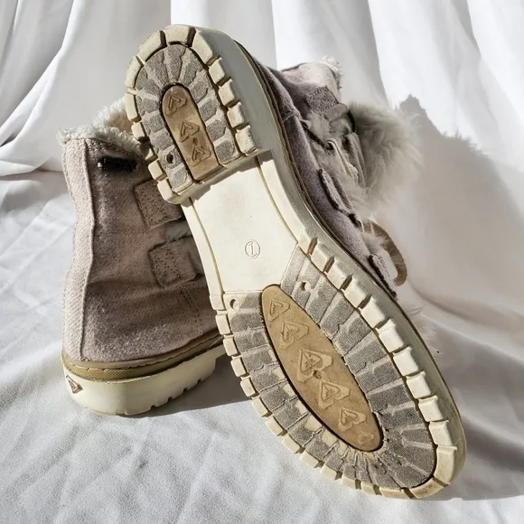 ROXY &quot;Zurich&quot; Wool Boots Women's Faux Fur Ankle Lace up fluffy Boots, size 7.5