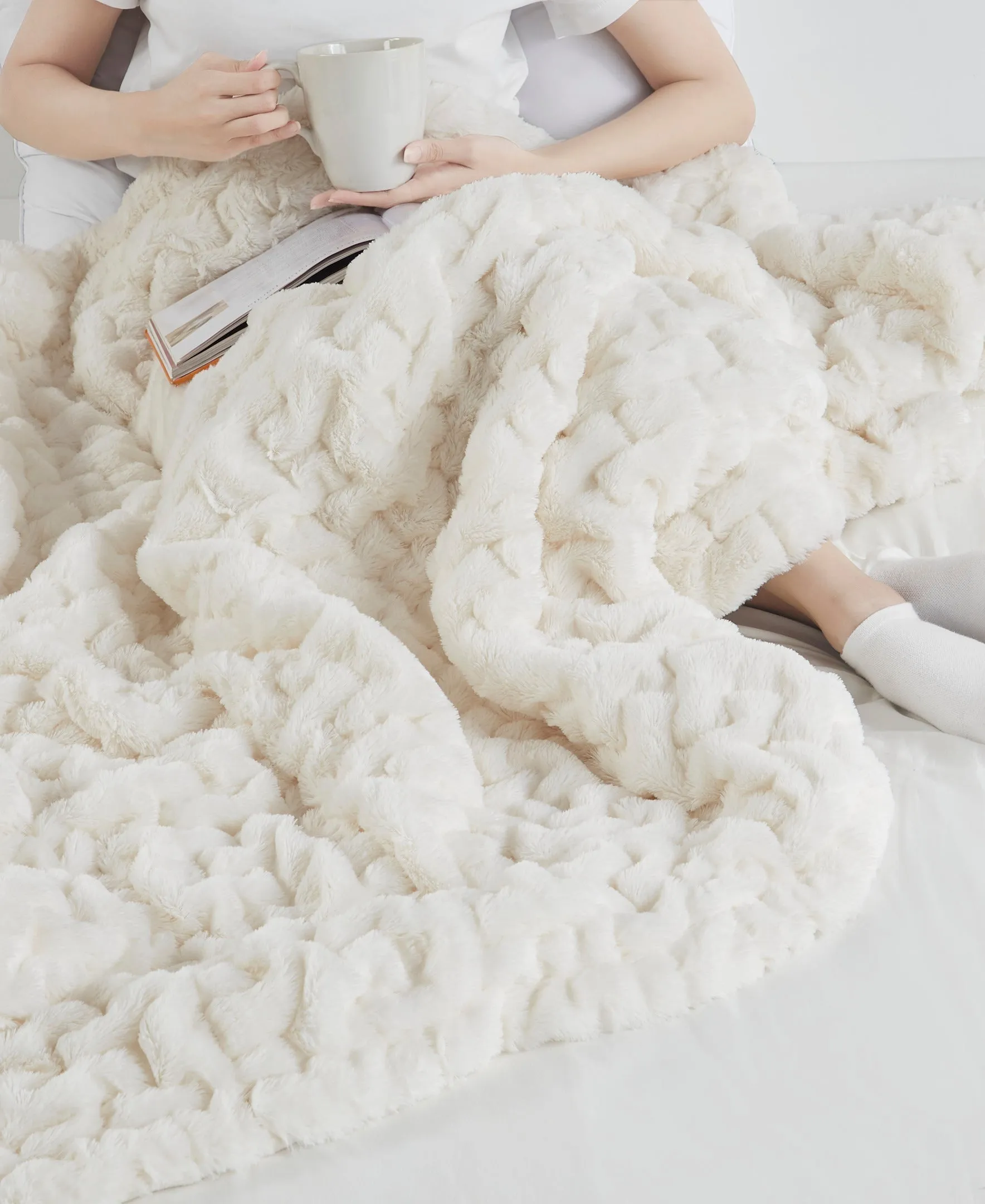 Ruched Fur Throw