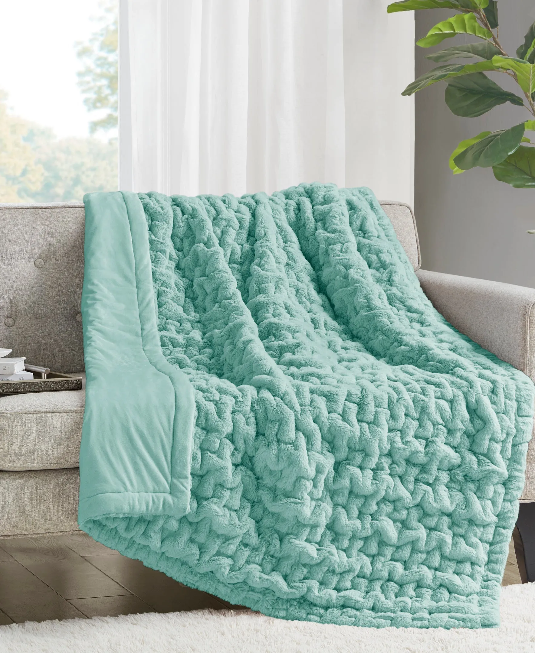 Ruched Fur Throw