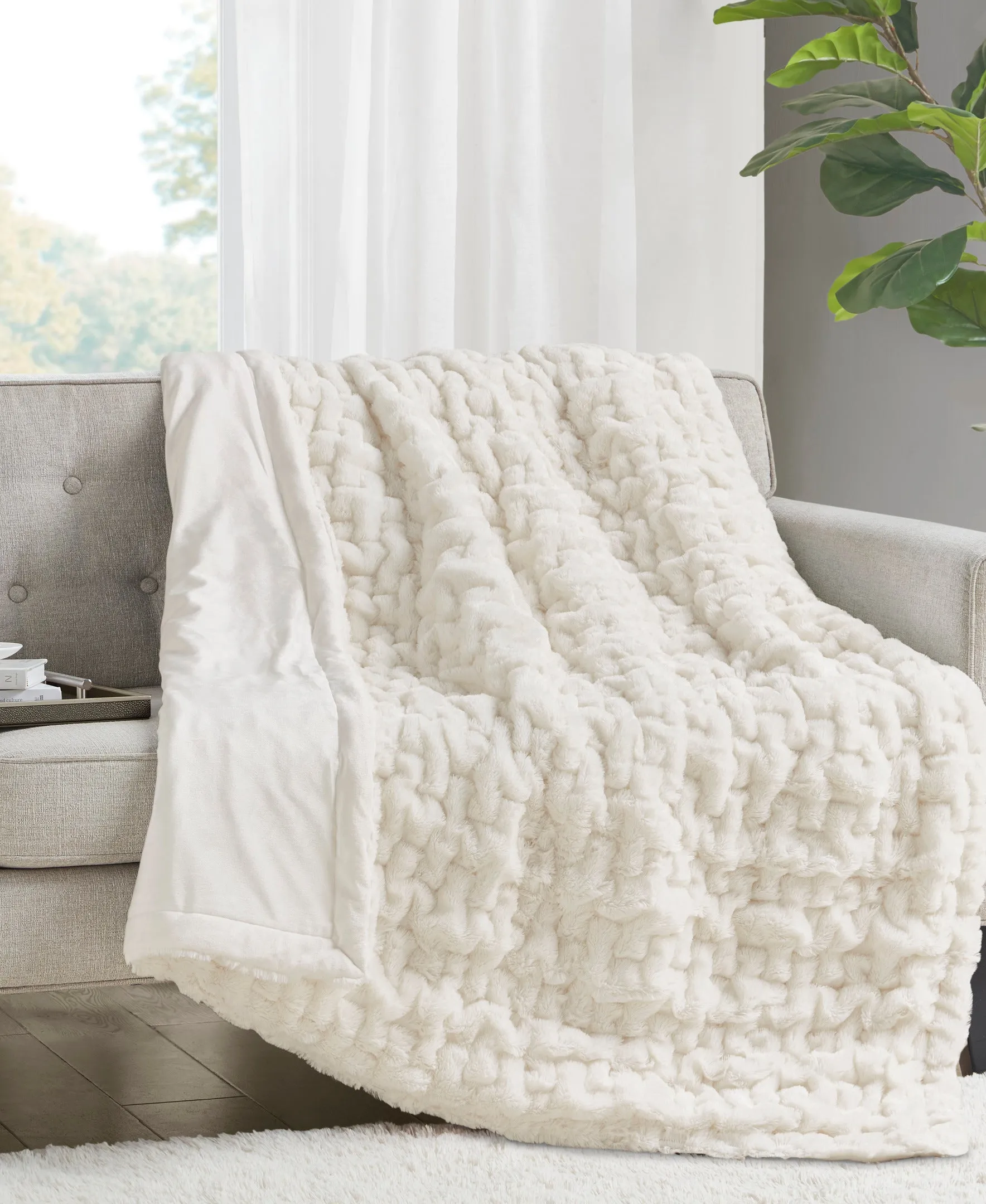 Ruched Fur Throw