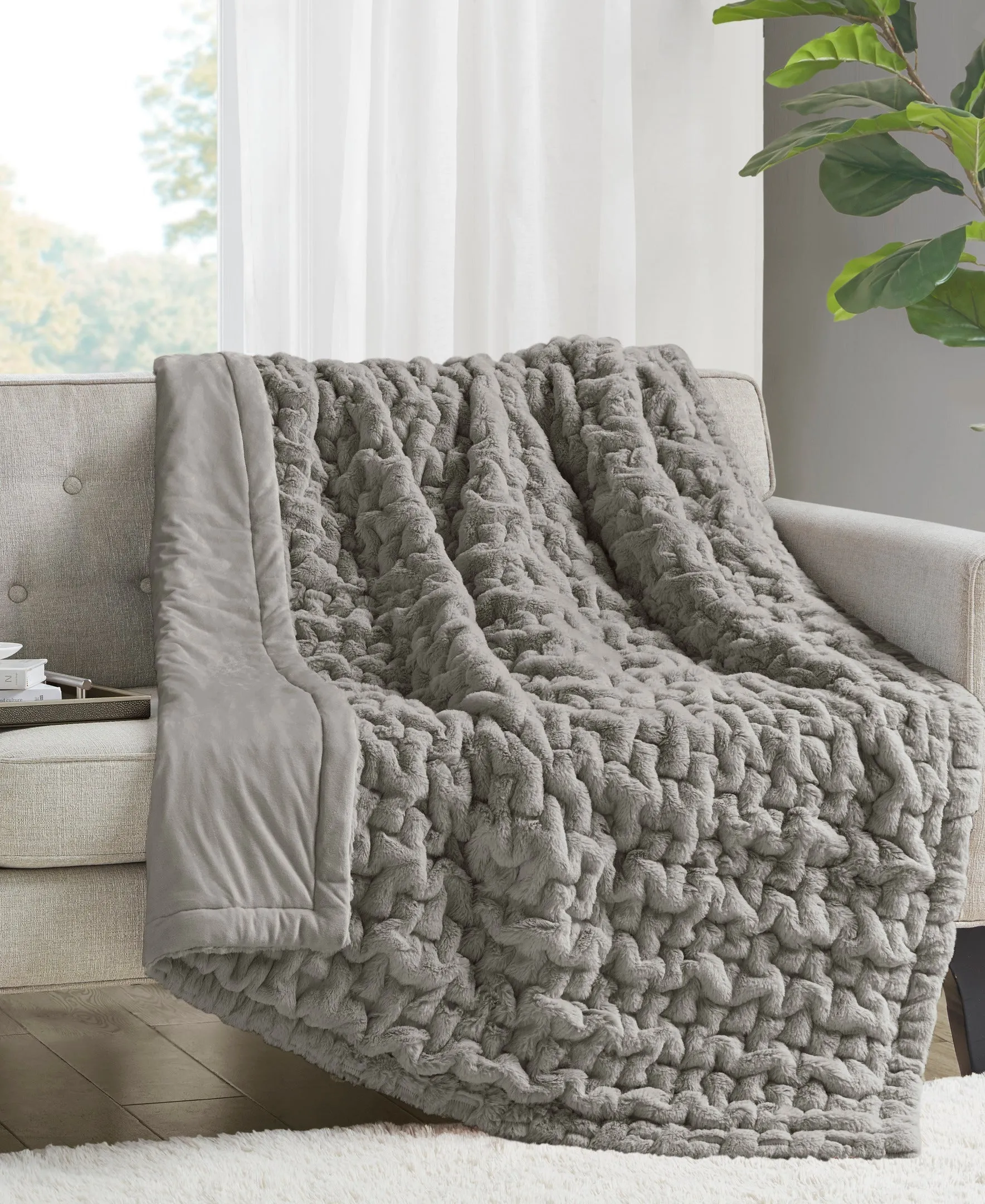 Ruched Fur Throw