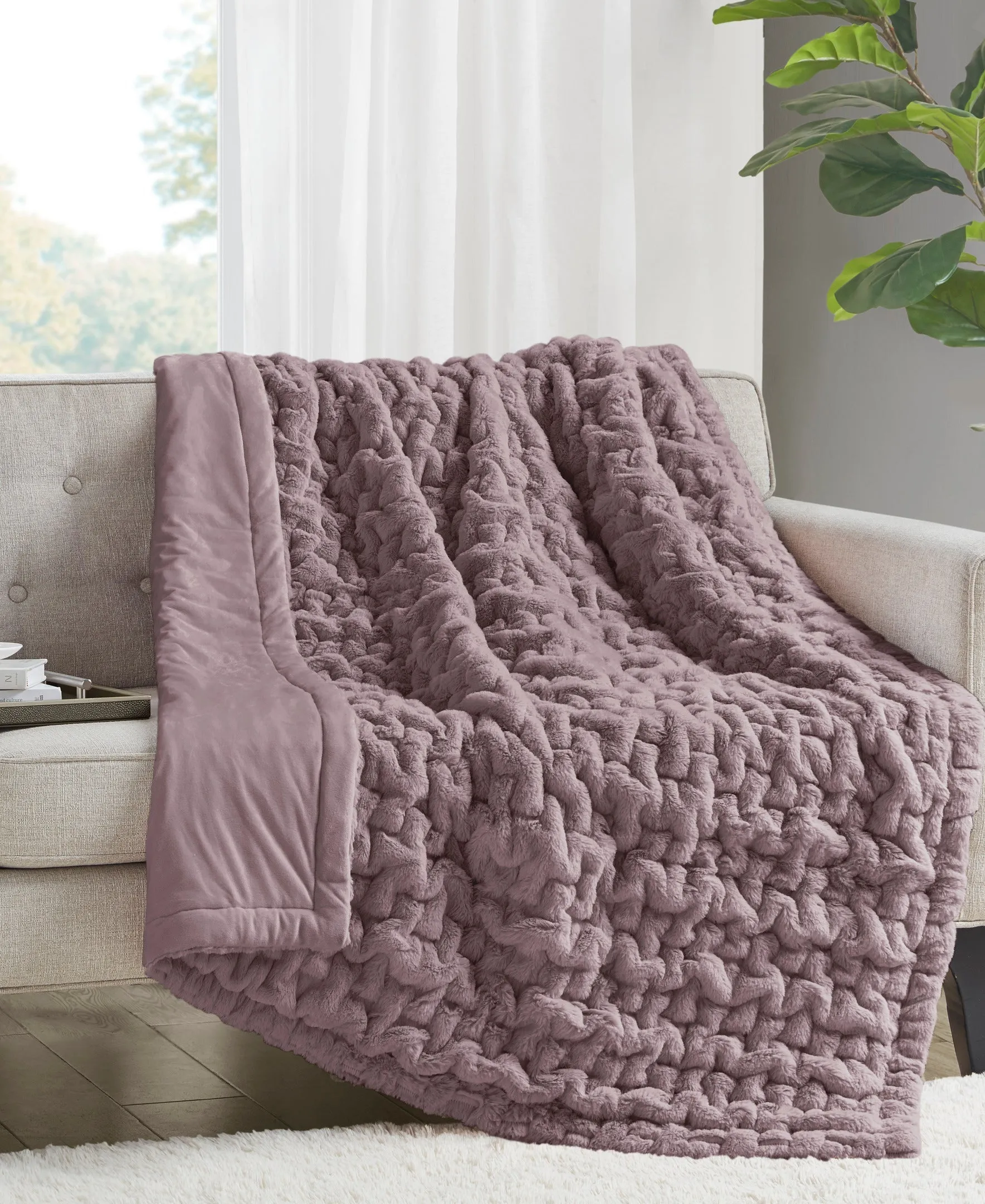 Ruched Fur Throw
