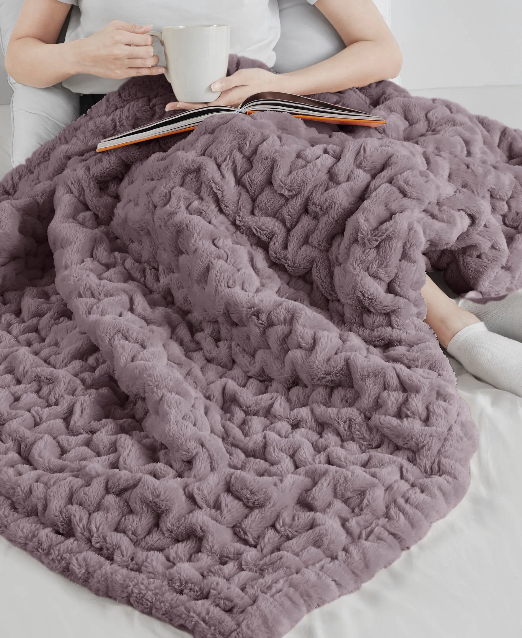 Ruched Fur Throw