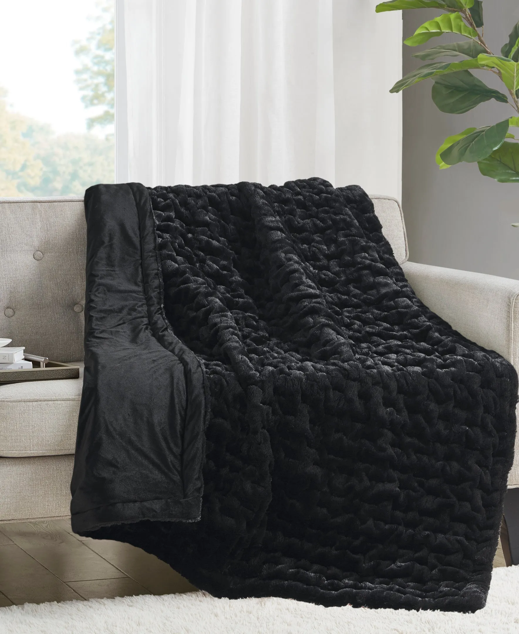 Ruched Fur Throw
