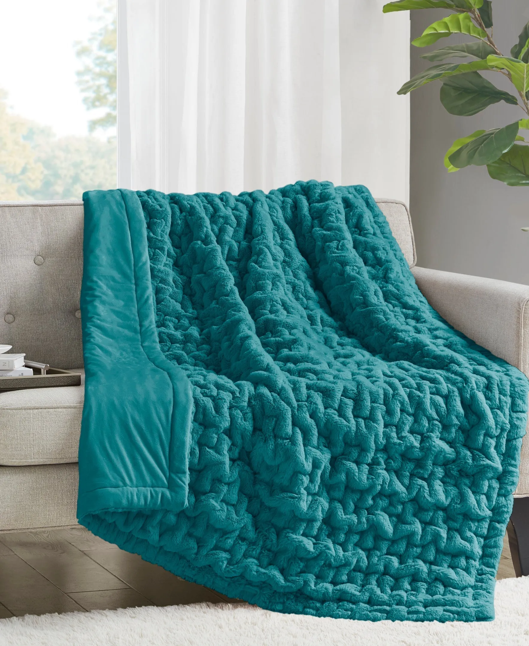 Ruched Fur Throw