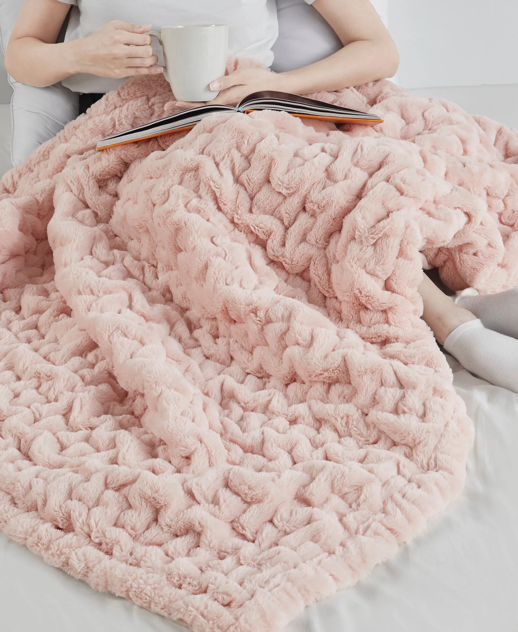 Ruched Fur Throw