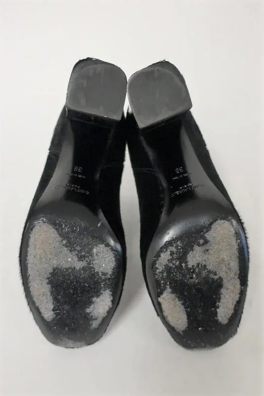 Saint Laurent Babies Chelsea Boot Black Calf Hair Size 36 High Heel Ankle Boot
