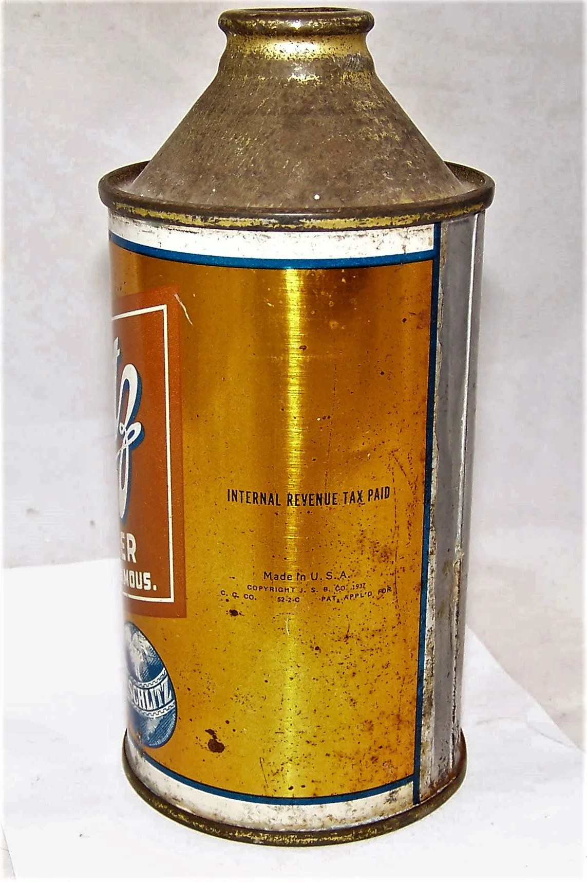 Schlitz High Pro Cone Top Beer Can