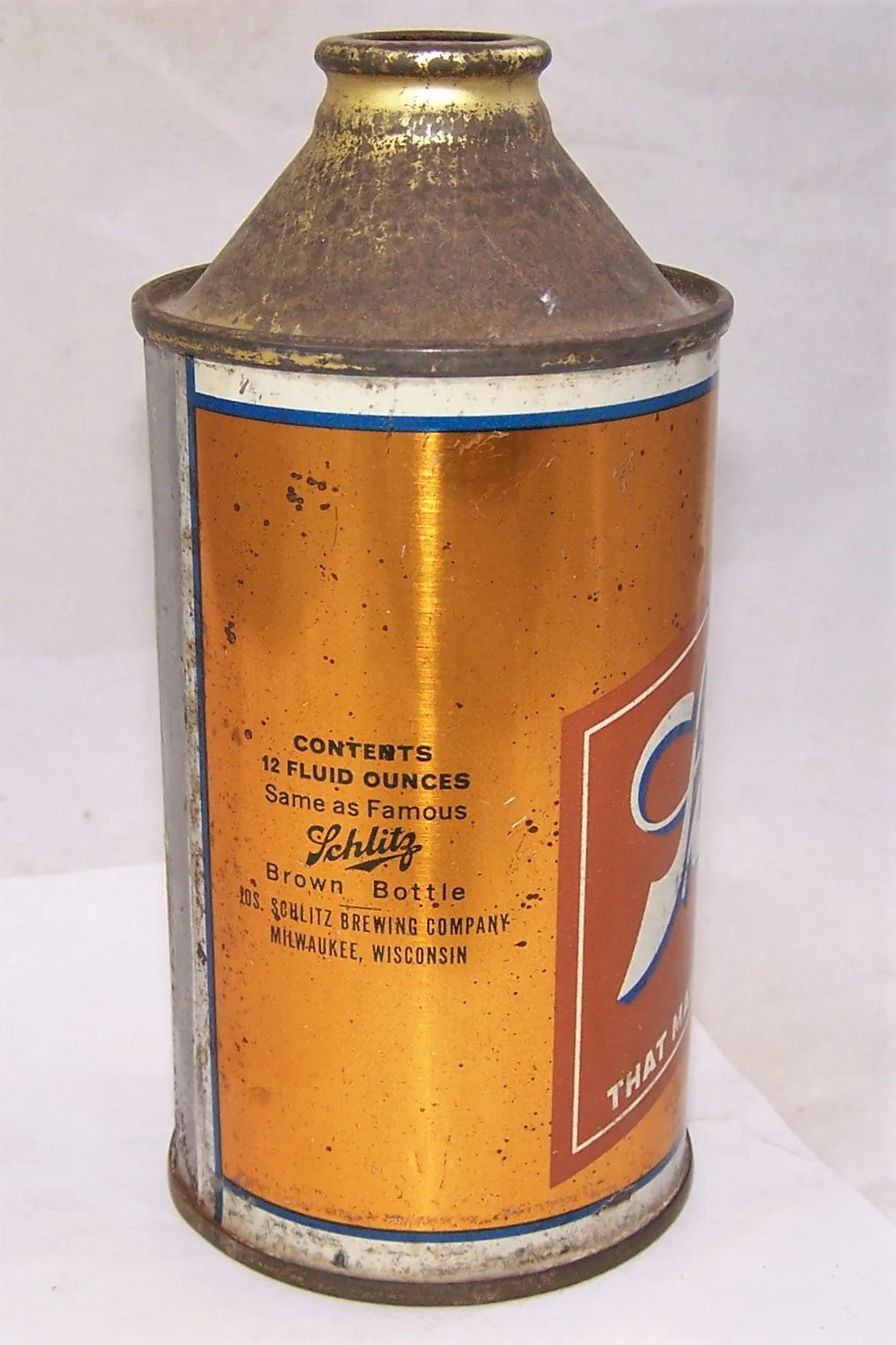 Schlitz High Pro Cone Top Beer Can