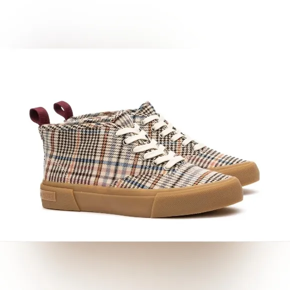 SeaVees Brown and Cream Plaid Casual Sneakers