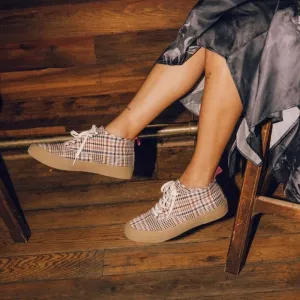 SeaVees Brown and Cream Plaid Casual Sneakers