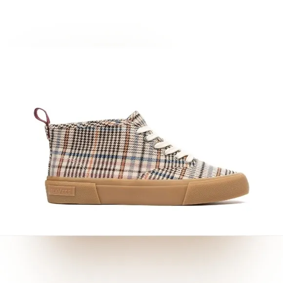 SeaVees Brown and Cream Plaid Casual Sneakers