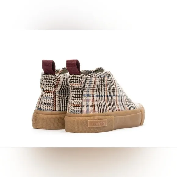 SeaVees Brown and Cream Plaid Casual Sneakers