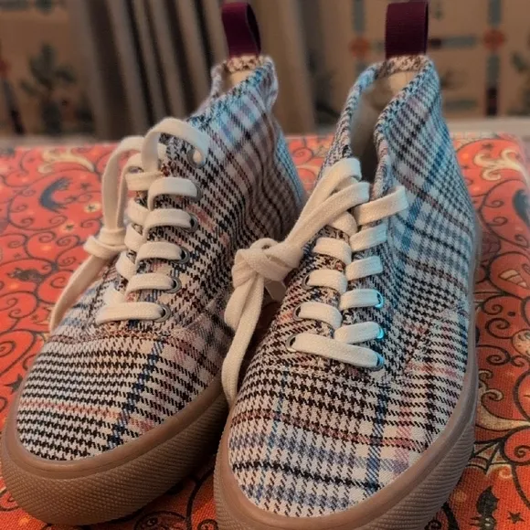SeaVees Brown and Cream Plaid Casual Sneakers