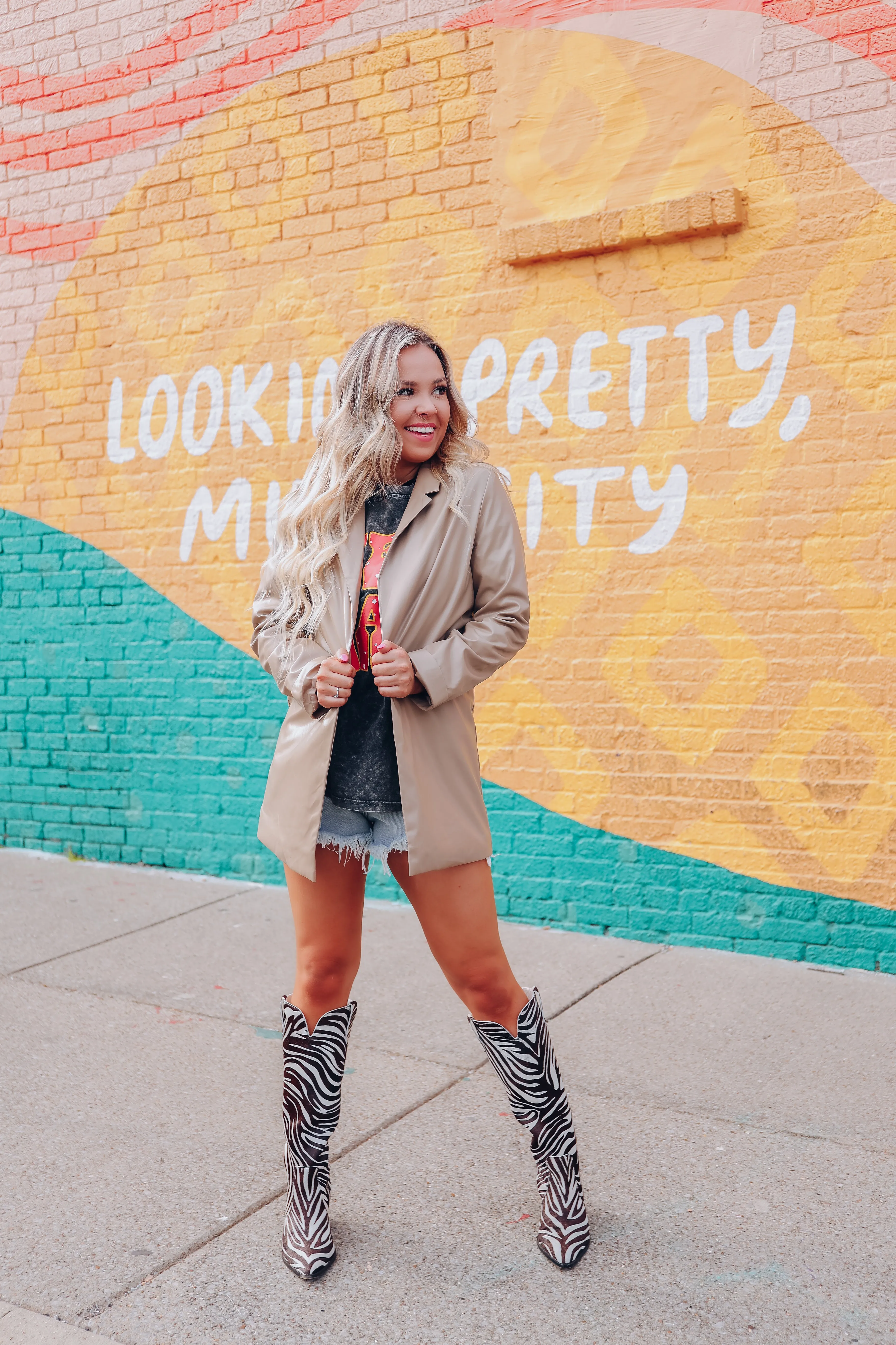 Seventh Avenue Faux Leather Blazer - Mocha