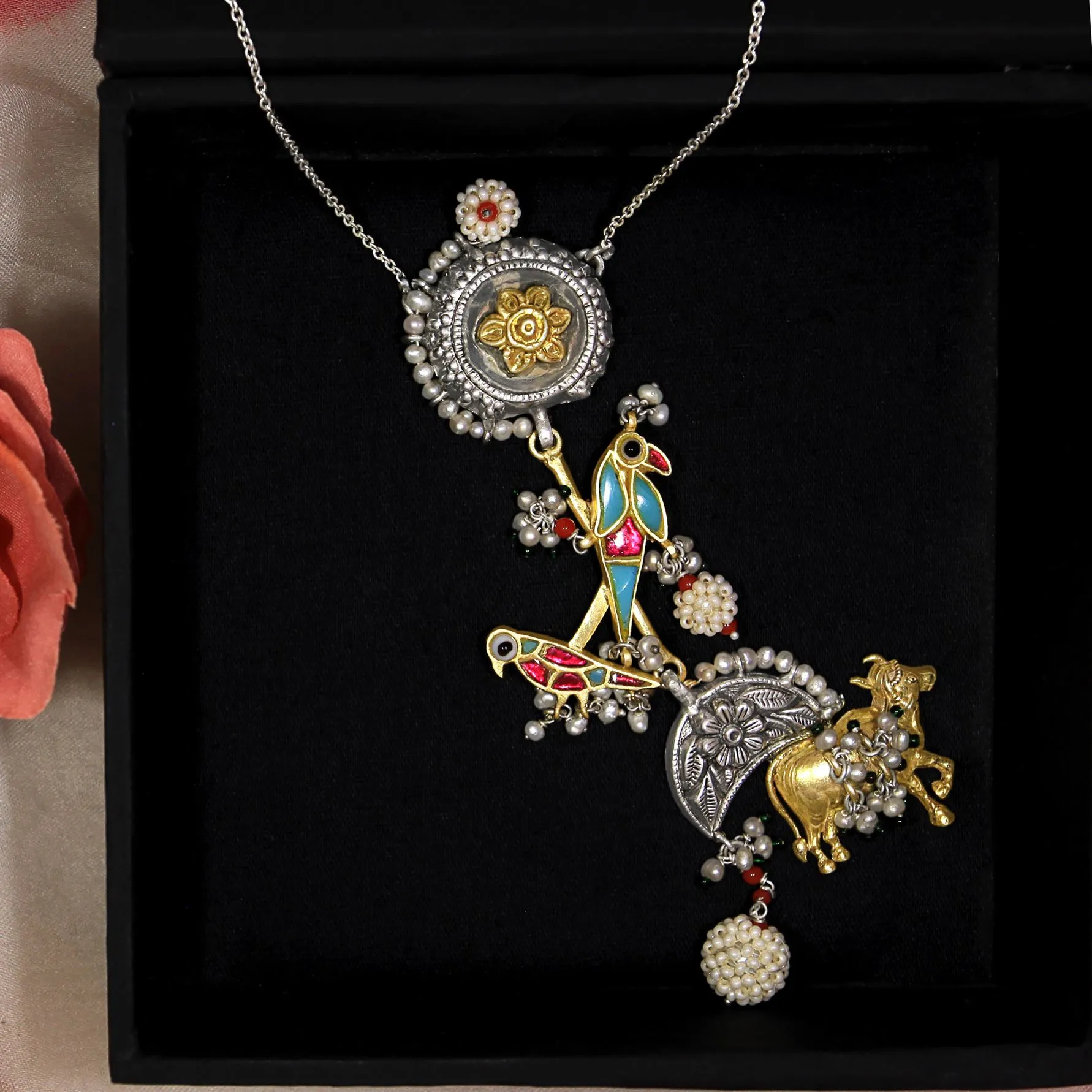 Sheetal Zaveri   I   Ami Chain Hancrafted Earrings, Natural pearls used.  SZ-CH10