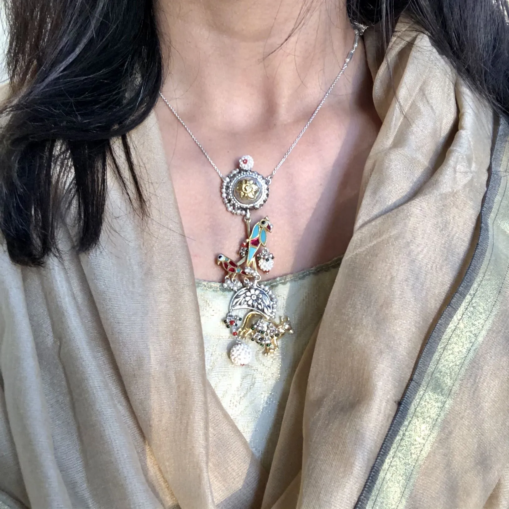 Sheetal Zaveri   I   Ami Chain Hancrafted Earrings, Natural pearls used.  SZ-CH10