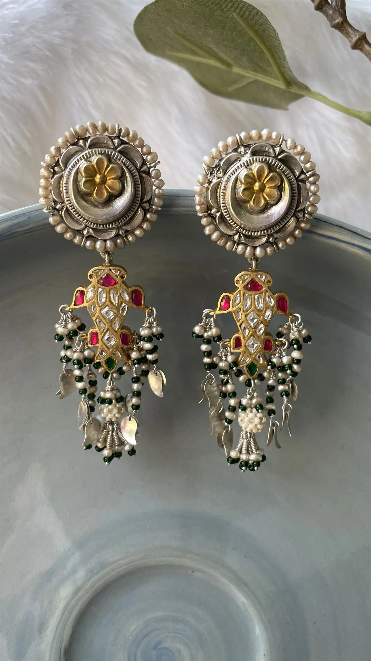 Sheetal Zaveri   I   Ana Earrings Hancrafted Earrings, Natural pearls used.  SZ-E92