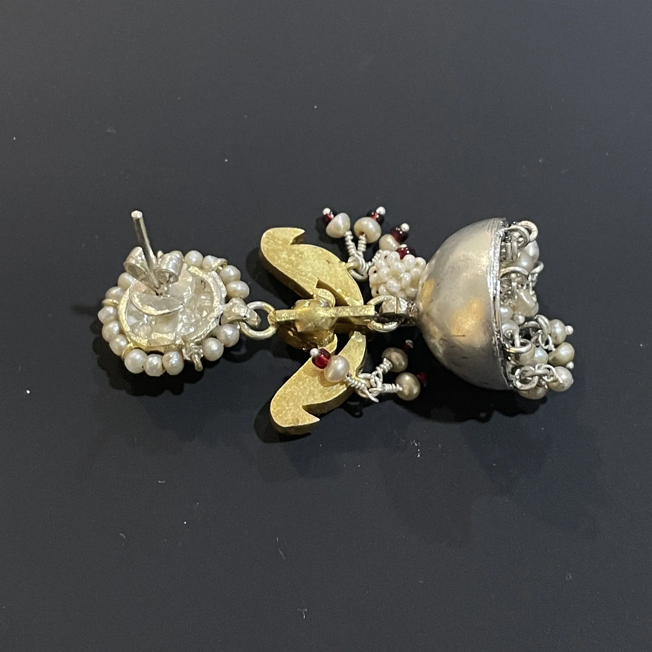 Sheetal Zaveri   I   Jodi Jhumkas (Pink Bird) Hancrafted Earrings, Natural pearls used.  SZ-E60b